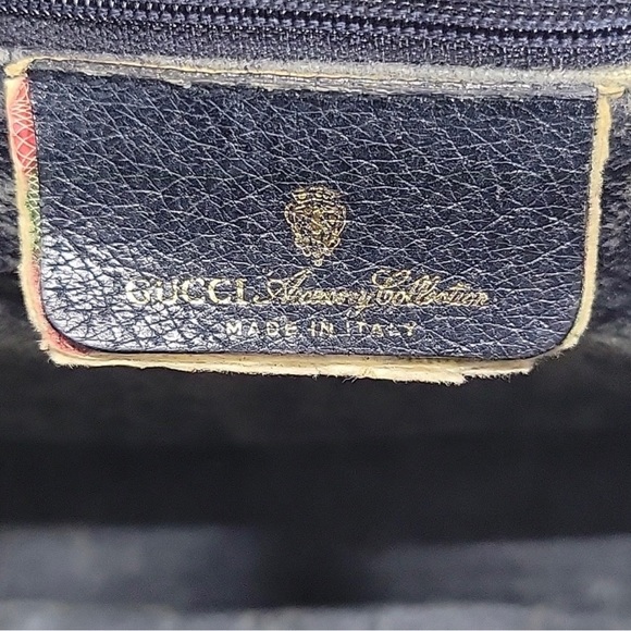 AUTHENTIC GUCCI VINTAGE WEB SHERRY LINE BOSTON BAG…MONOGRAM CANVAS NAVY LEATHER - Picture 8 of 11